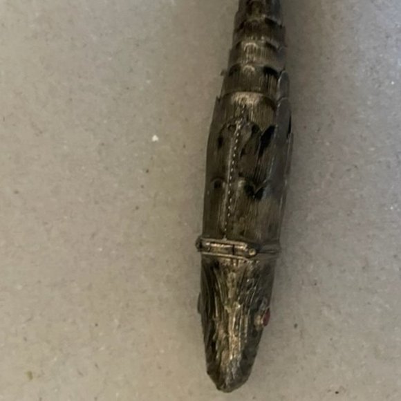 Antique Continental Articulated Fish Garnet Fine Silver Vinaigrette Late 18-19th - Picture 14 of 14